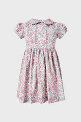 Pink Leafy Floral Frill Dress